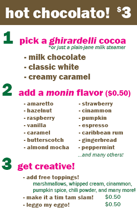 Hot Chocolato Menu