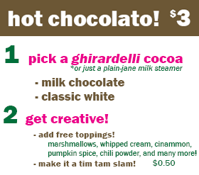 Hot Chocolato Menu